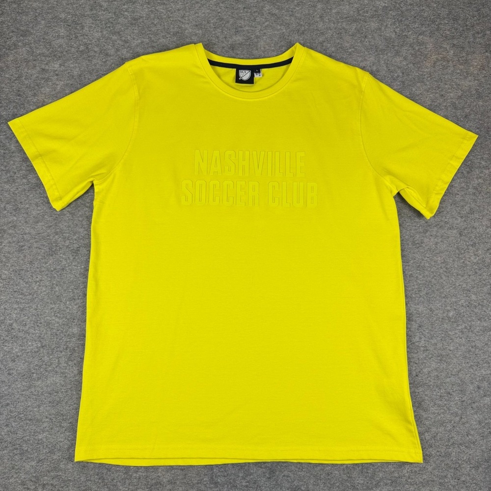 MLS Nashville SC Soccer Club T-Shirt Yellow Raised Graphic Mens Large L